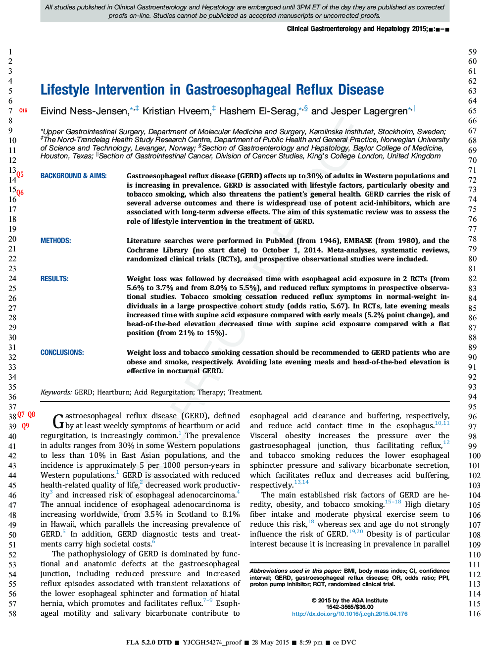 Lifestyle Intervention in Gastroesophageal Reflux Disease