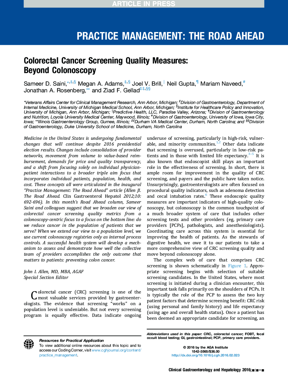 Colorectal Cancer Screening Quality Measures: BeyondÂ Colonoscopy