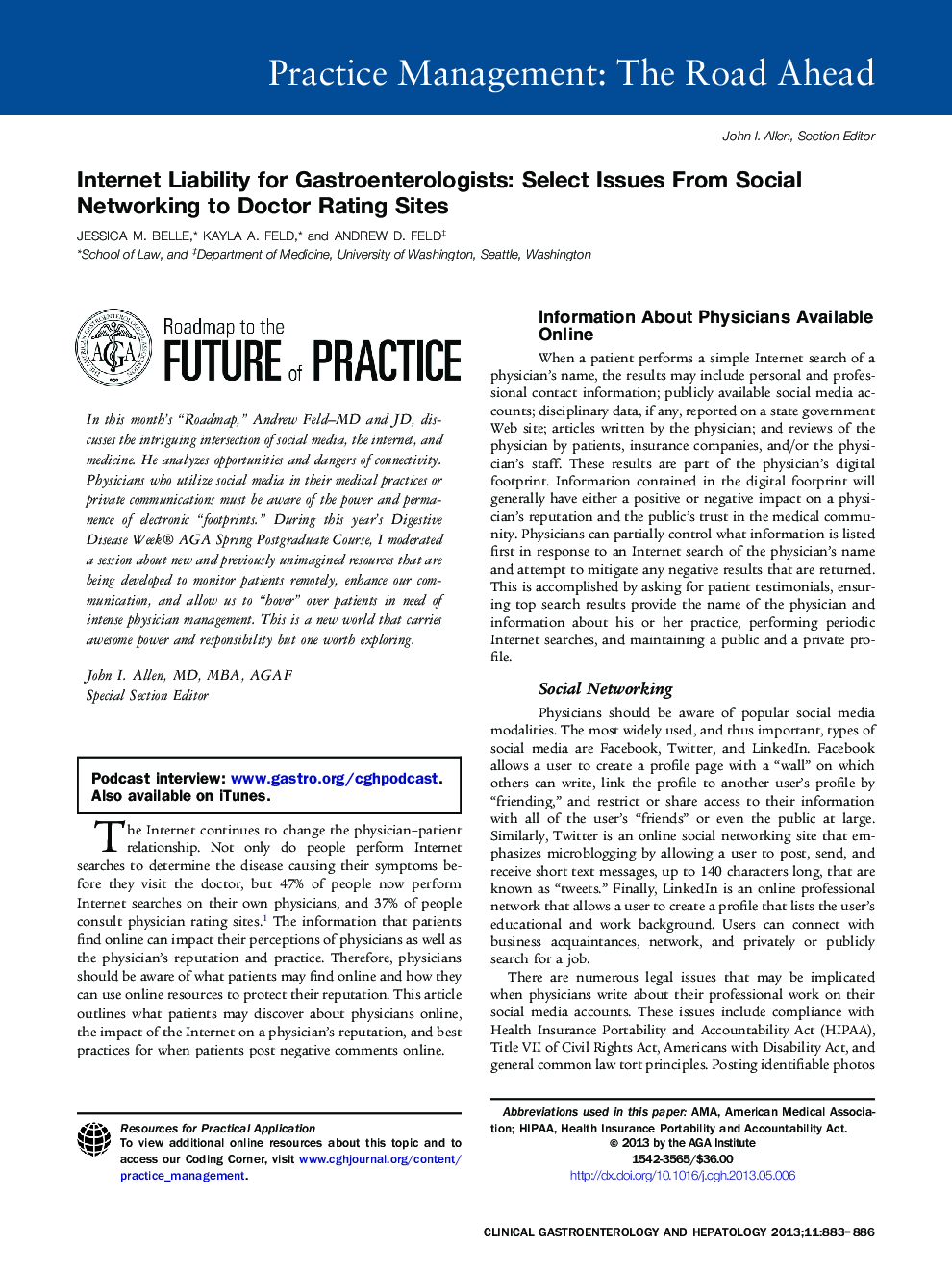 Internet Liability for Gastroenterologists: Select Issues From Social Networking to Doctor Rating Sites