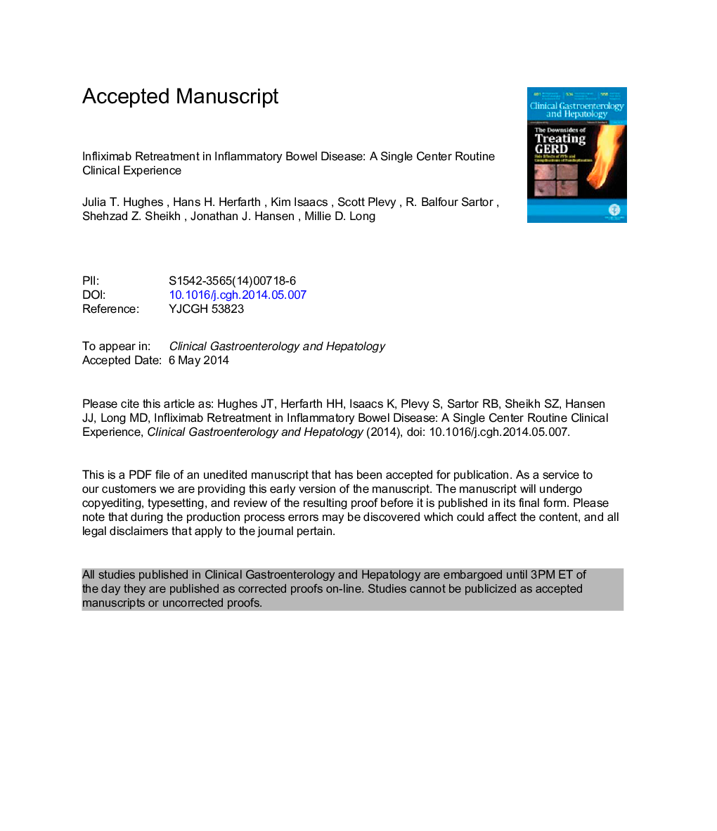 Infliximab Re-treatment in Inflammatory Bowel Disease: A Single-Center Routine Clinical Experience