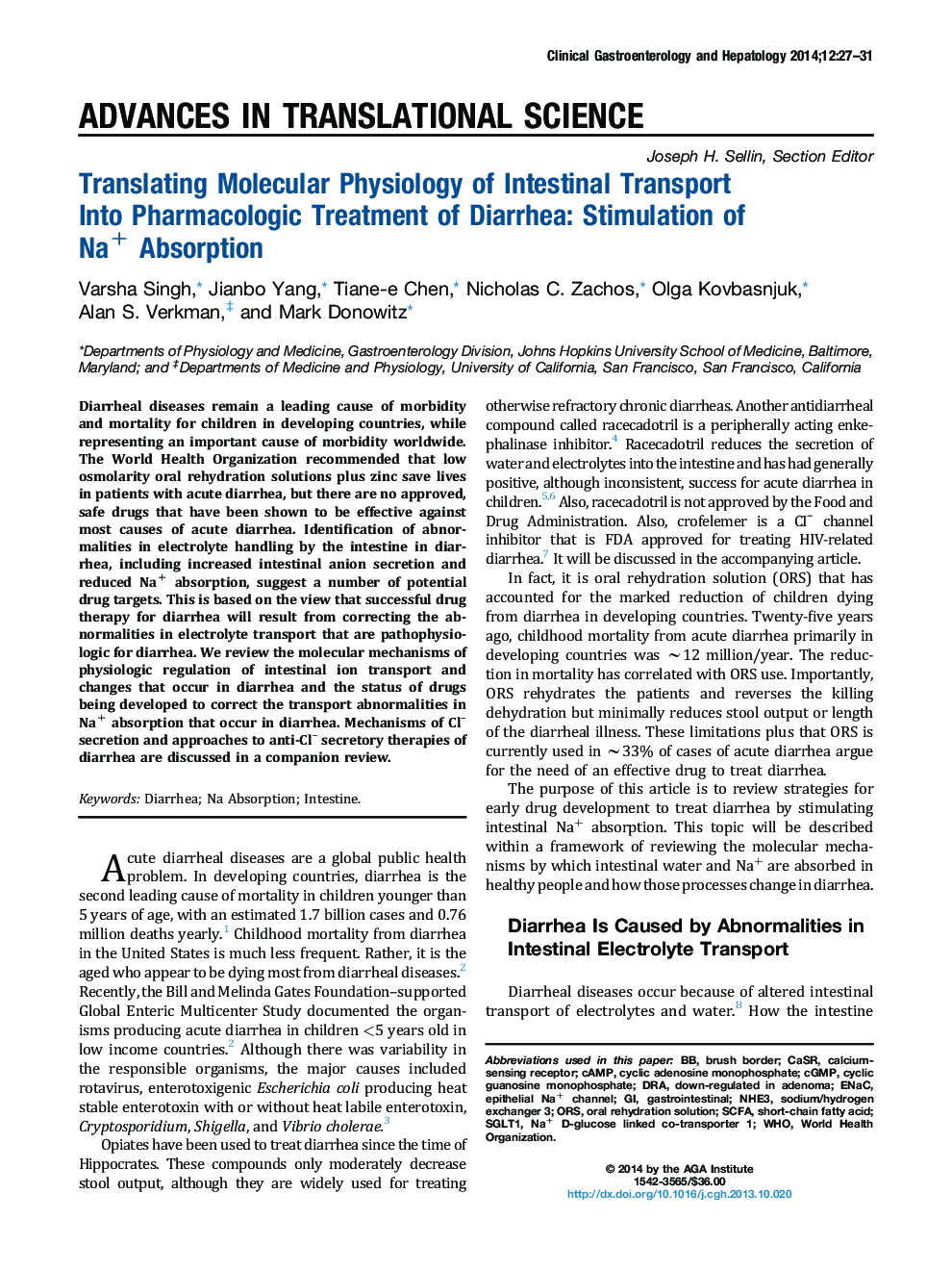 Translating Molecular Physiology of Intestinal Transport Into Pharmacologic Treatment of Diarrhea: Stimulation of Na+ Absorption