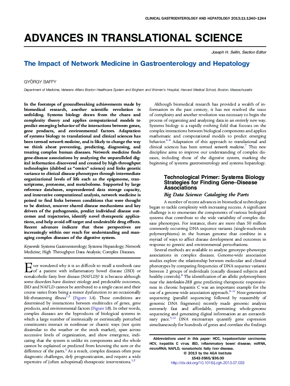 The Impact of Network Medicine in Gastroenterology and Hepatology