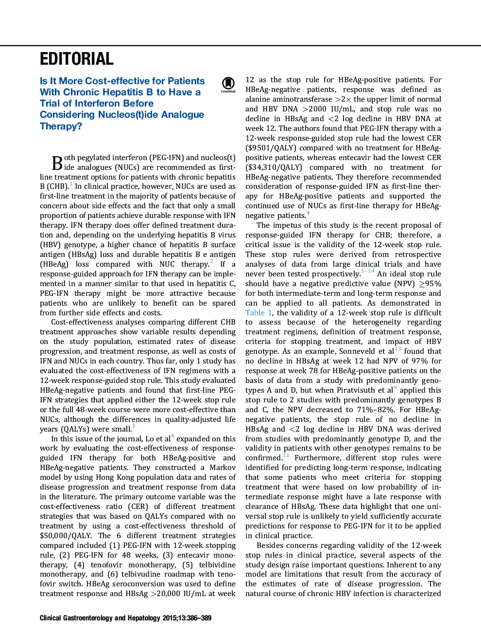 Is It More Cost-effective for Patients With Chronic Hepatitis B to Have a Trial of Interferon Before Considering Nucleos(t)ide Analogue Therapy?