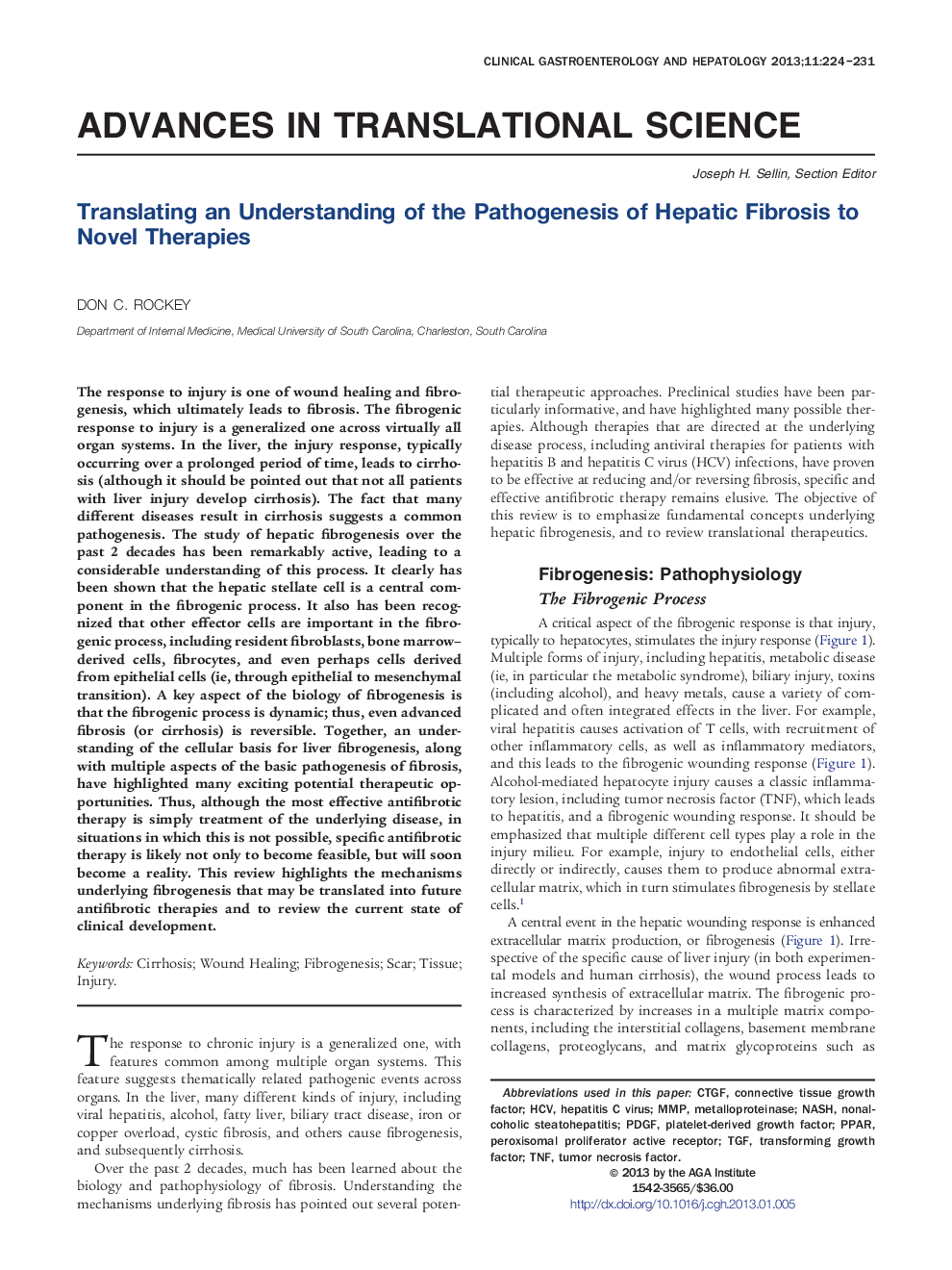 Translating an Understanding of the Pathogenesis of Hepatic Fibrosis to Novel Therapies