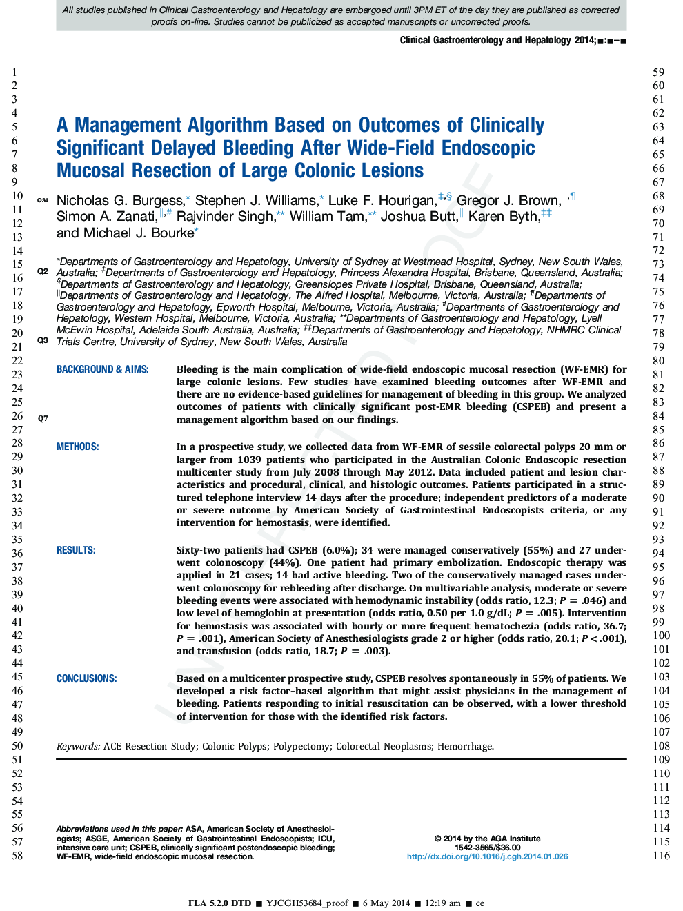 A Management Algorithm Based on Delayed Bleeding After Wide-Field Endoscopic Mucosal Resection of Large Colonic Lesions