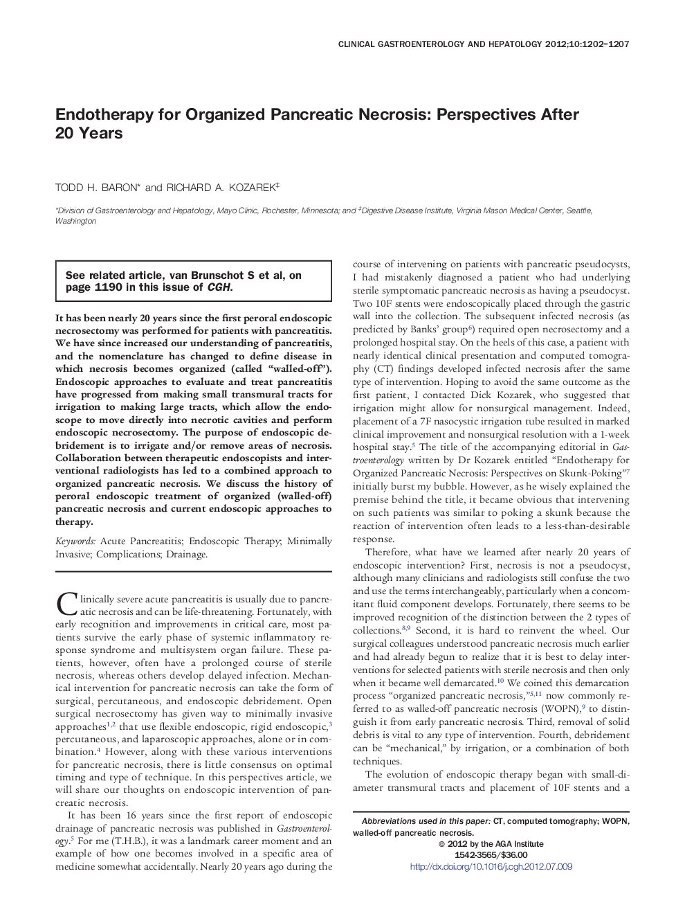 Endotherapy for Organized Pancreatic Necrosis: Perspectives After 20 Years