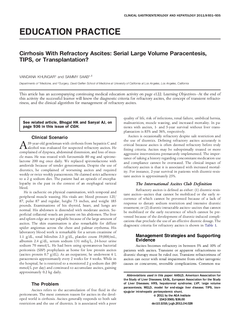 Cirrhosis With Refractory Ascites: Serial Large Volume Paracentesis, TIPS, or Transplantation?