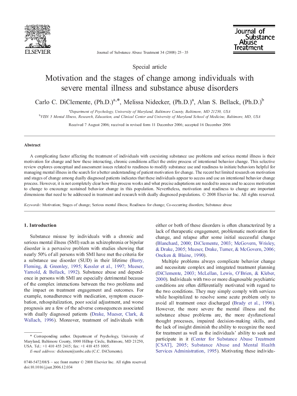 Motivation and the stages of change among individuals with severe mental illness and substance abuse disorders