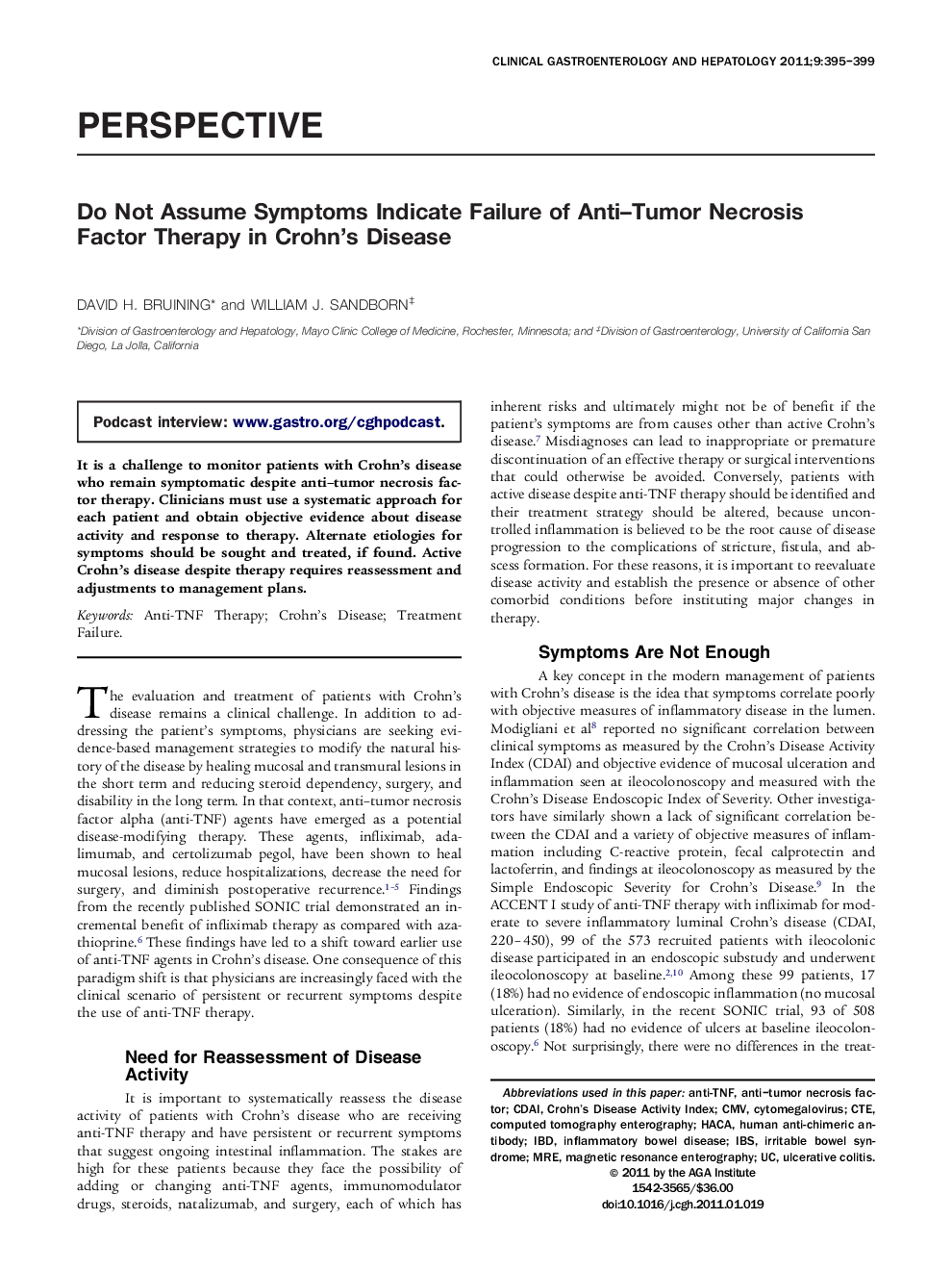 Do Not Assume Symptoms Indicate Failure of Anti-Tumor Necrosis Factor Therapy in Crohn's Disease