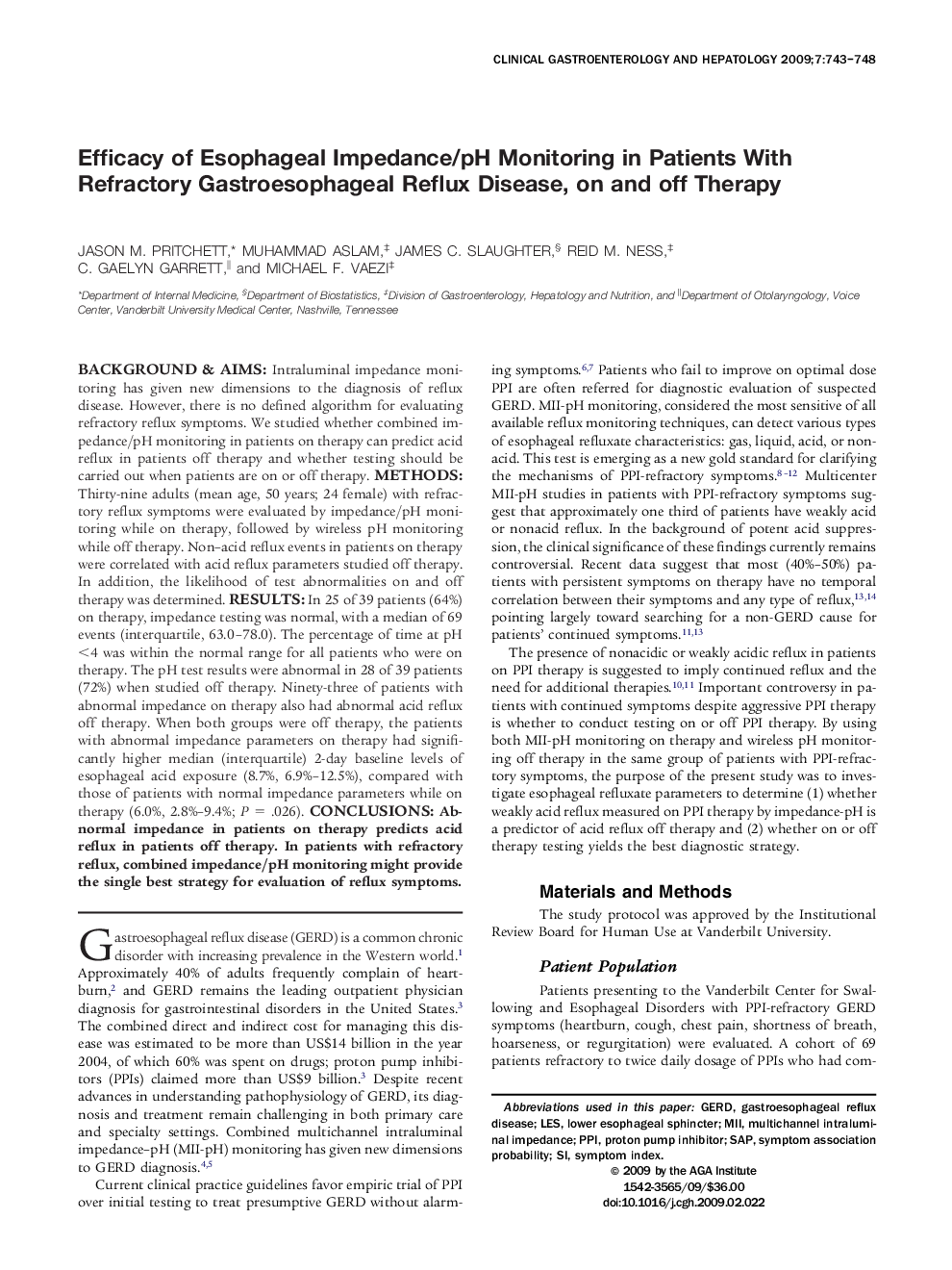 Efficacy of Esophageal Impedance/pH Monitoring in Patients With Refractory Gastroesophageal Reflux Disease, on and off Therapy