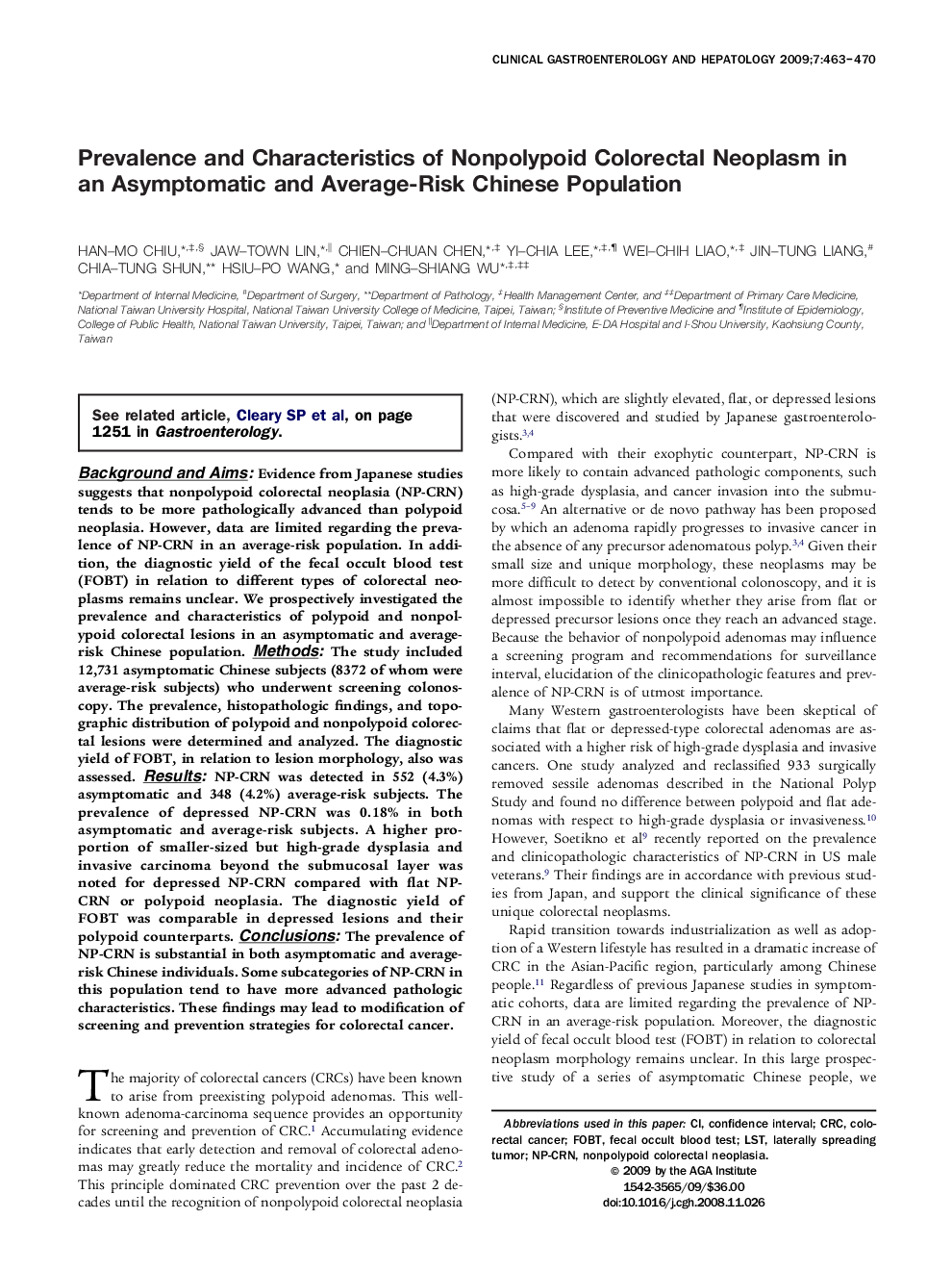 Prevalence and Characteristics of Nonpolypoid Colorectal Neoplasm in an Asymptomatic and Average-Risk Chinese Population