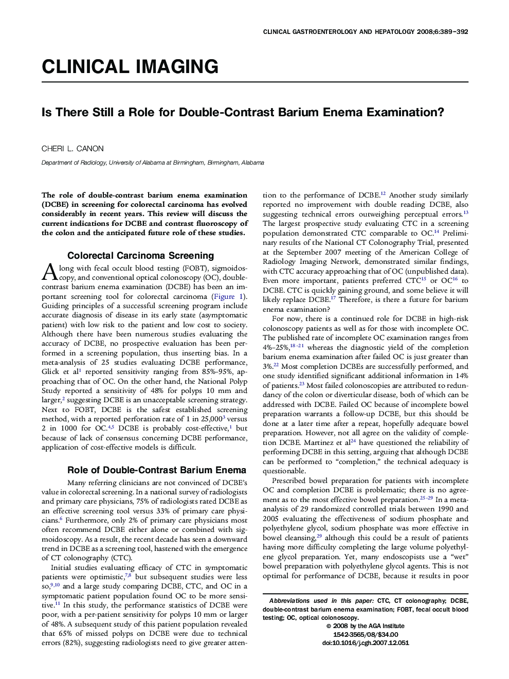 Is There Still a Role for Double-Contrast Barium Enema Examination?