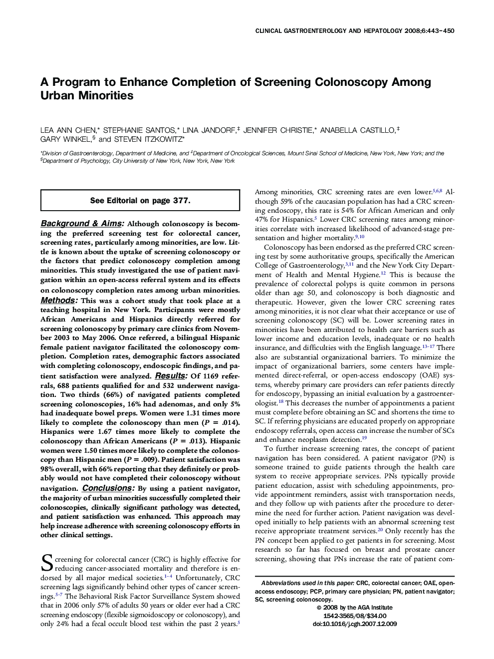 A Program to Enhance Completion of Screening Colonoscopy Among Urban Minorities