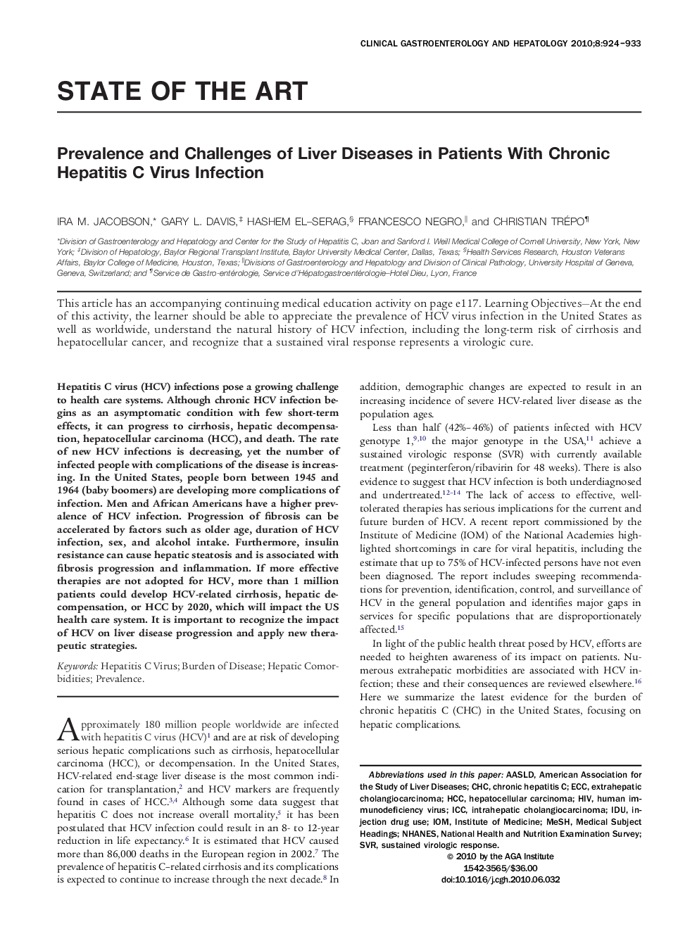 Prevalence and Challenges of Liver Diseases in Patients With Chronic Hepatitis C Virus Infection 