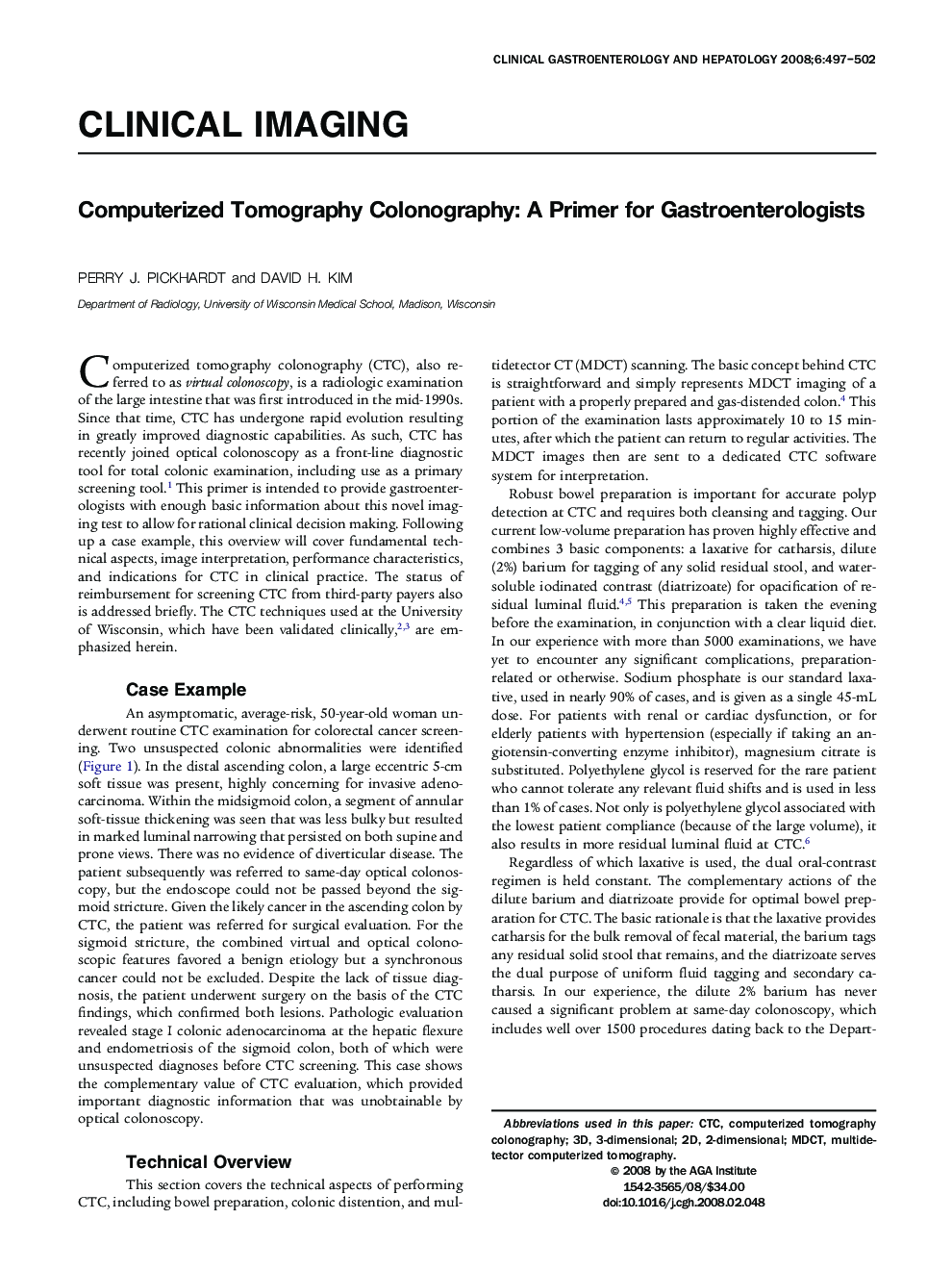 Computerized Tomography Colonography: A Primer for Gastroenterologists