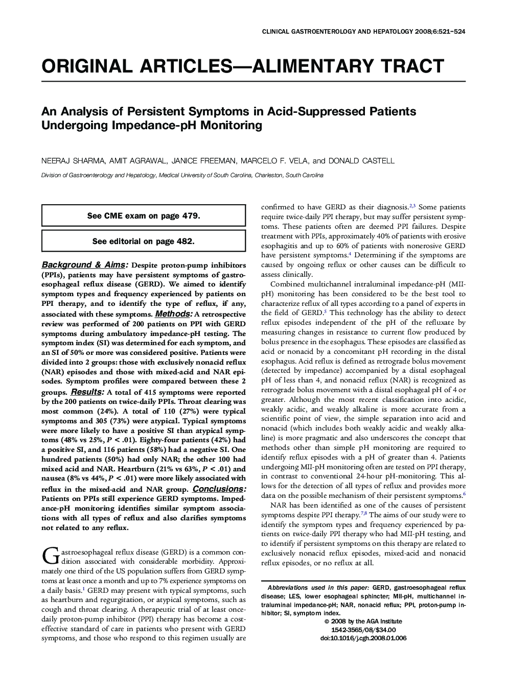 An Analysis of Persistent Symptoms in Acid-Suppressed Patients Undergoing Impedance-pH Monitoring