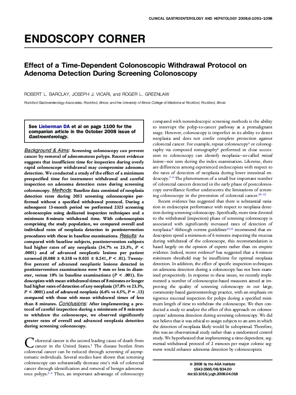Effect of a Time-Dependent Colonoscopic Withdrawal Protocol on Adenoma Detection During Screening Colonoscopy