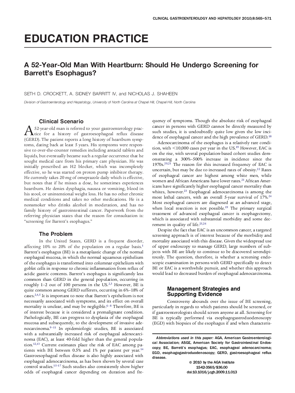 A 52-Year-Old Man With Heartburn: Should He Undergo Screening for Barrett's Esophagus?