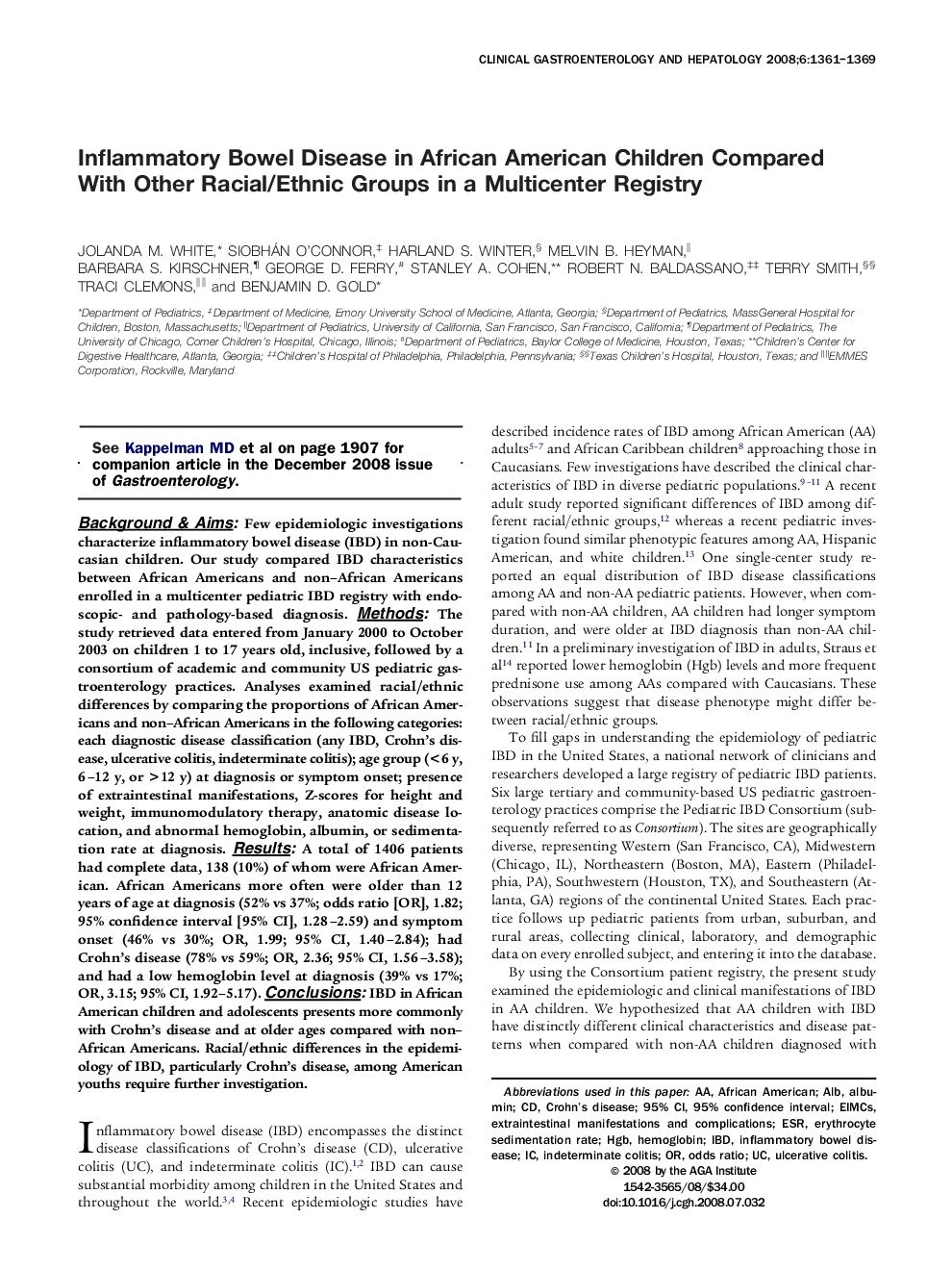 Inflammatory Bowel Disease in African American Children Compared With Other Racial/Ethnic Groups in a Multicenter Registry 