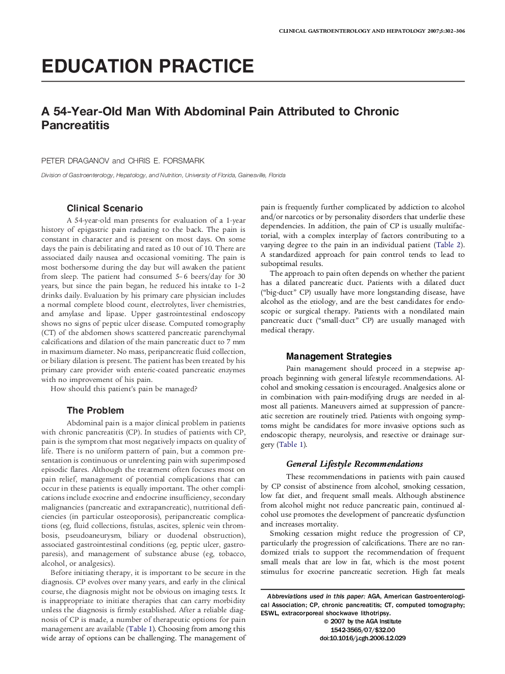 A 54-Year-Old Man With Abdominal Pain Attributed to Chronic Pancreatitis