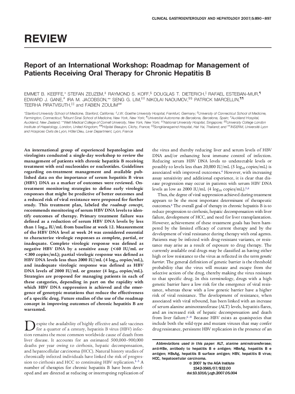 Report of an International Workshop: Roadmap for Management of Patients Receiving Oral Therapy for Chronic Hepatitis B 