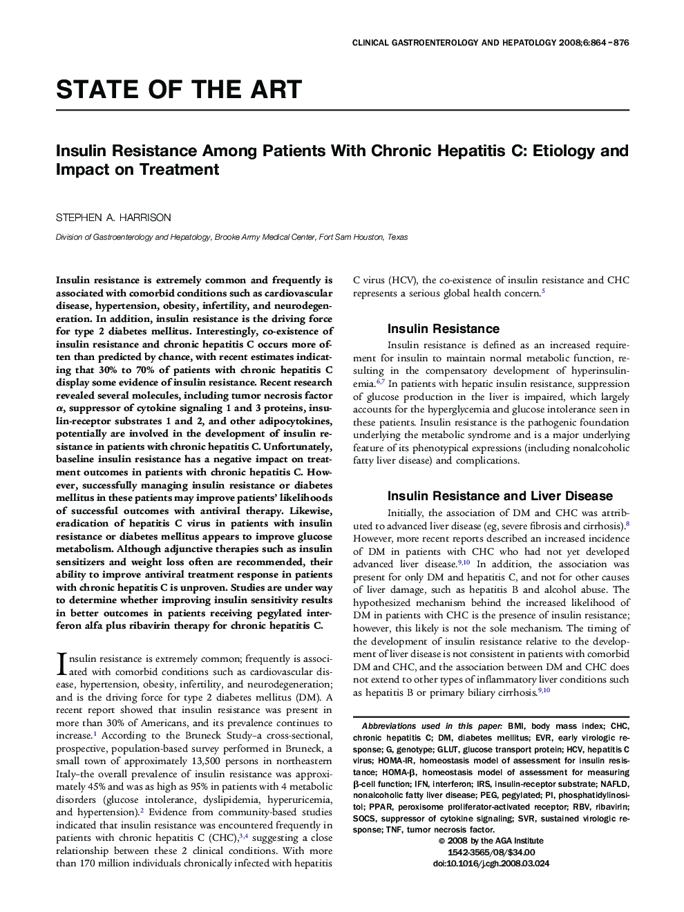 Insulin Resistance Among Patients With Chronic Hepatitis C: Etiology and Impact on Treatment