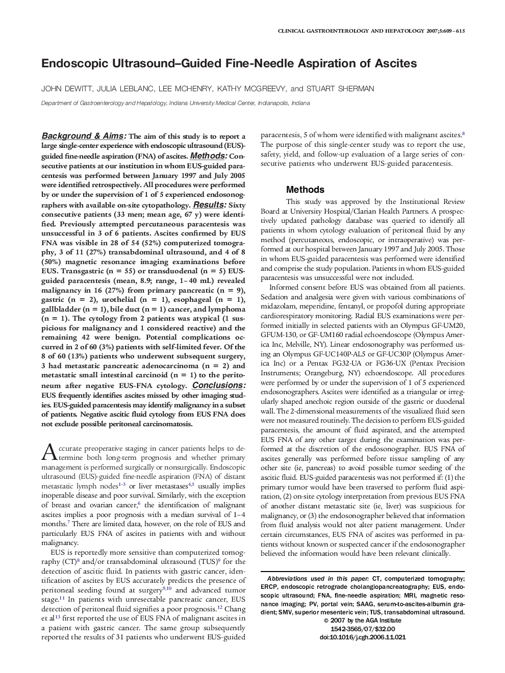 Endoscopic Ultrasound-Guided Fine-Needle Aspiration of Ascites