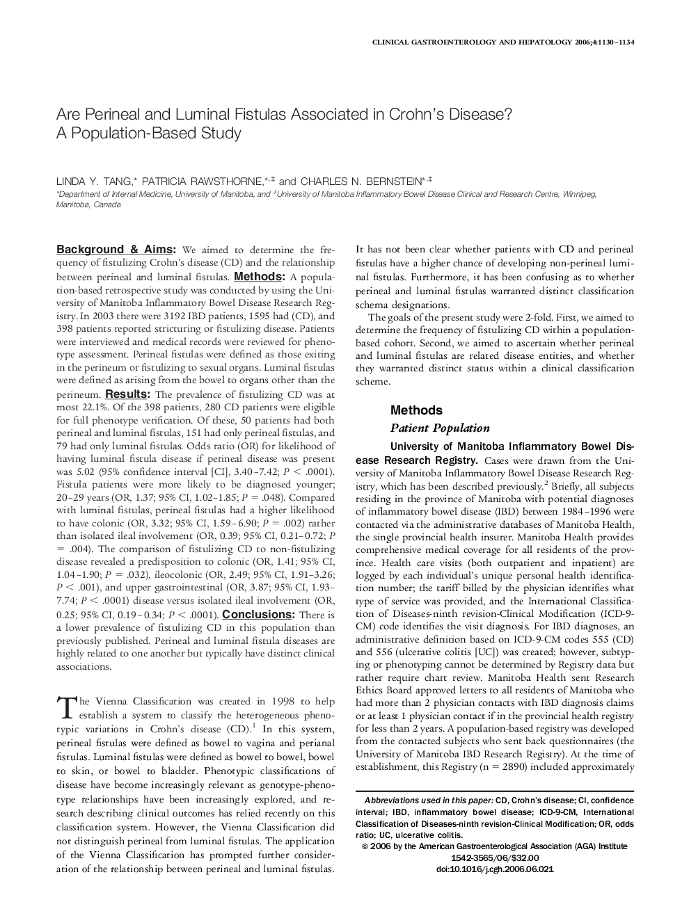 Are Perineal and Luminal Fistulas Associated in Crohn's Disease? A Population-Based Study