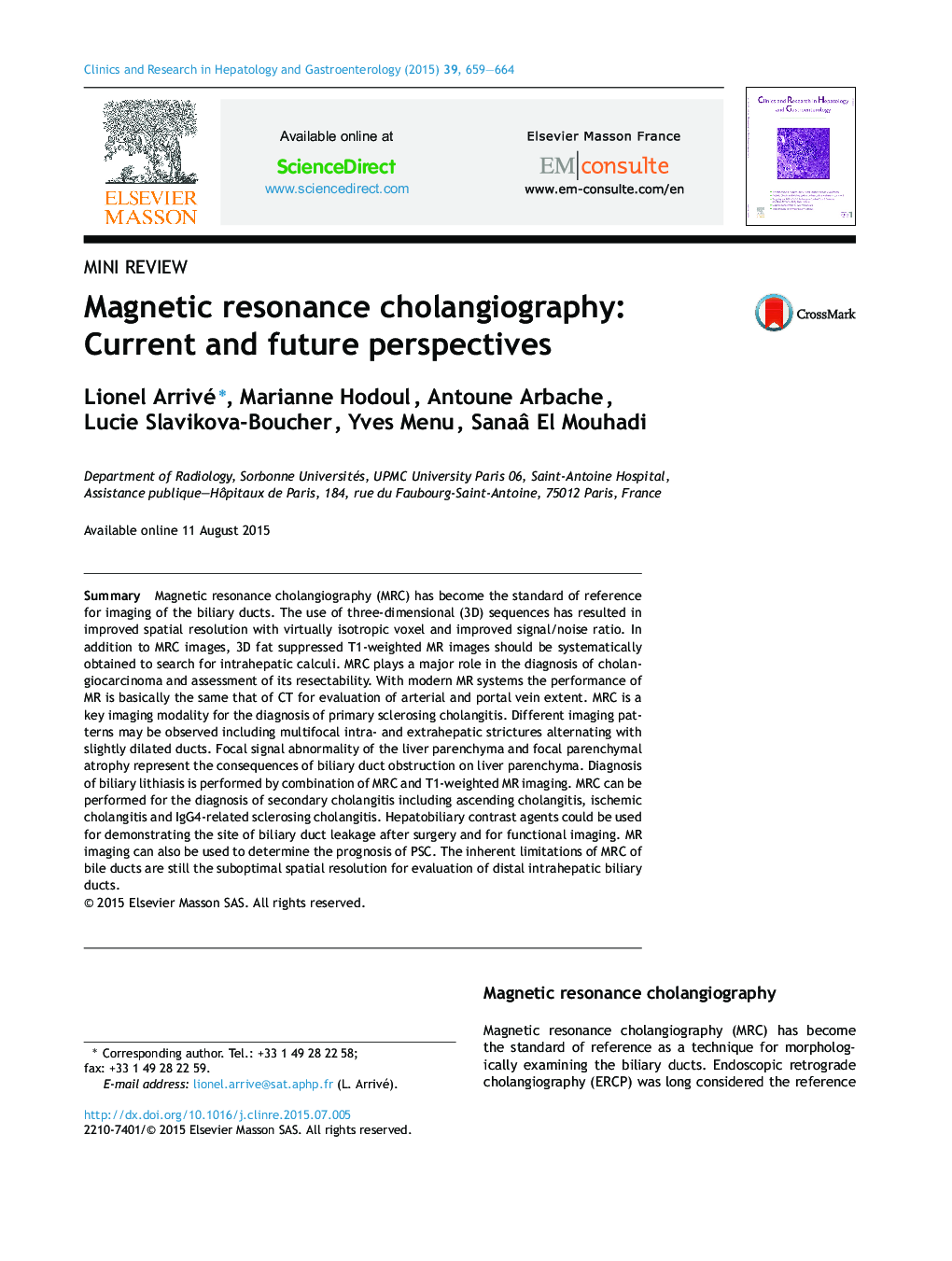 Magnetic resonance cholangiography: Current and future perspectives