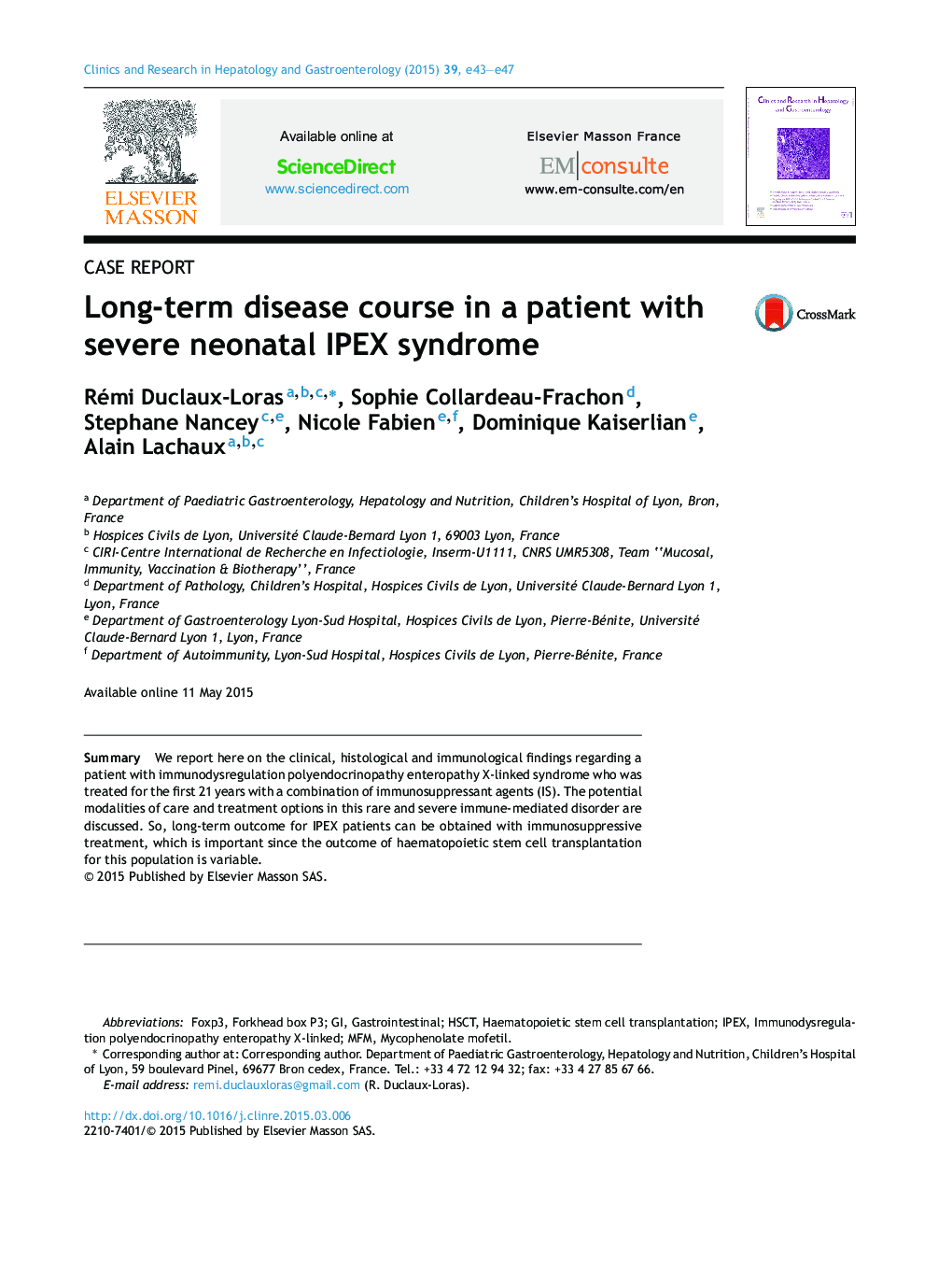 Long-term disease course in a patient with severe neonatal IPEX syndrome