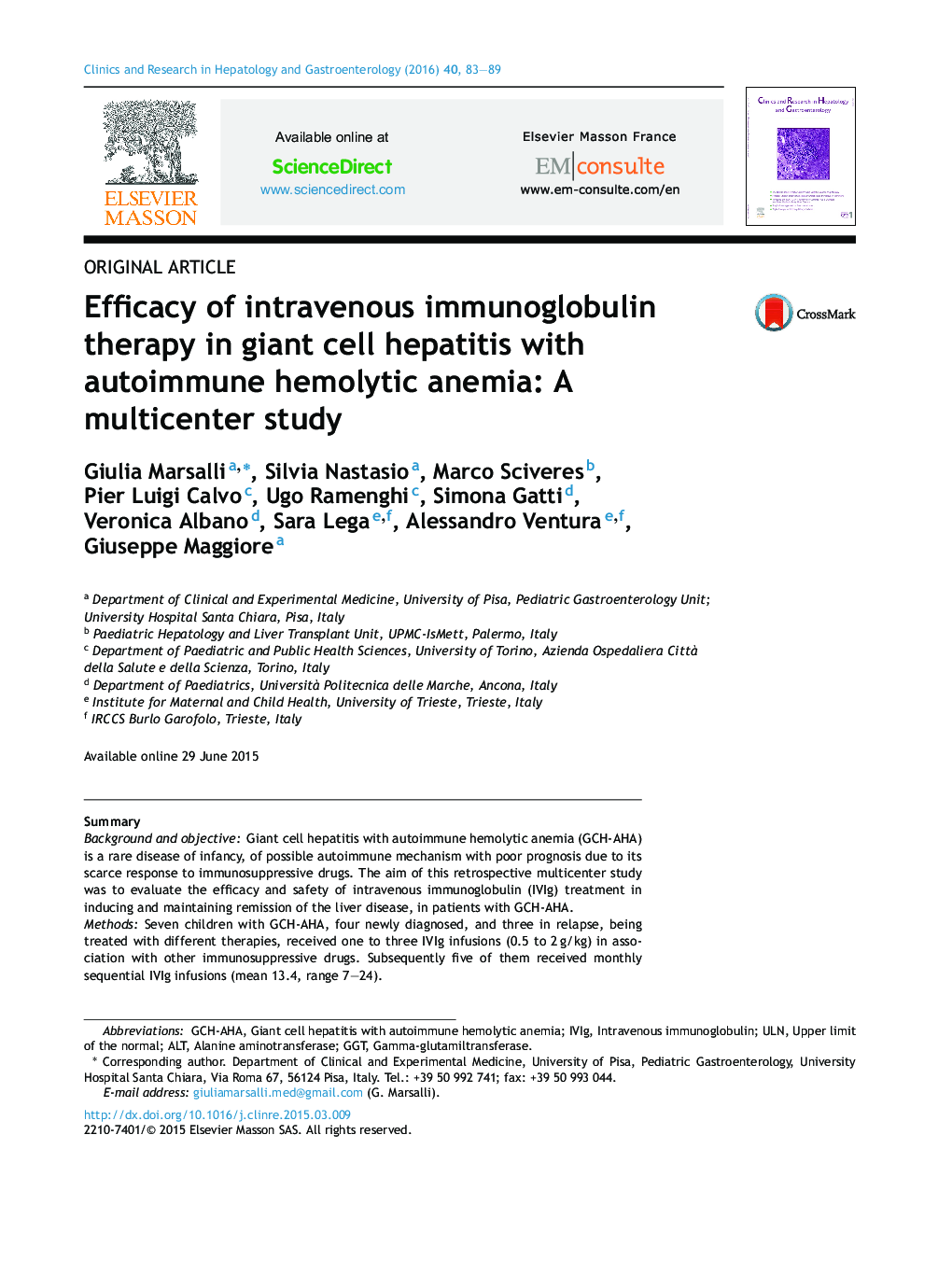 Efficacy of intravenous immunoglobulin therapy in giant cell hepatitis with autoimmune hemolytic anemia: A multicenter study