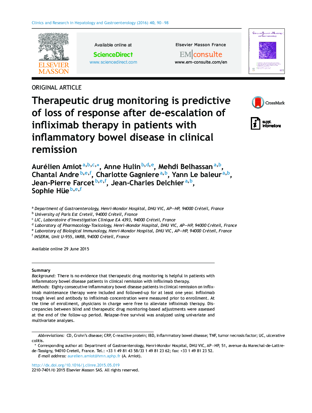 Therapeutic drug monitoring is predictive of loss of response after de-escalation of infliximab therapy in patients with inflammatory bowel disease in clinical remission