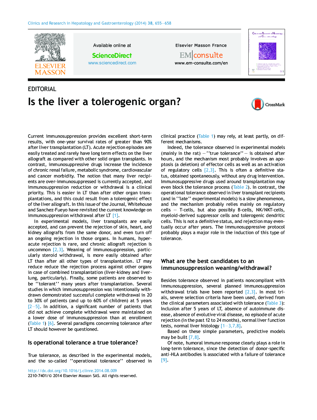 Is the liver a tolerogenic organ?