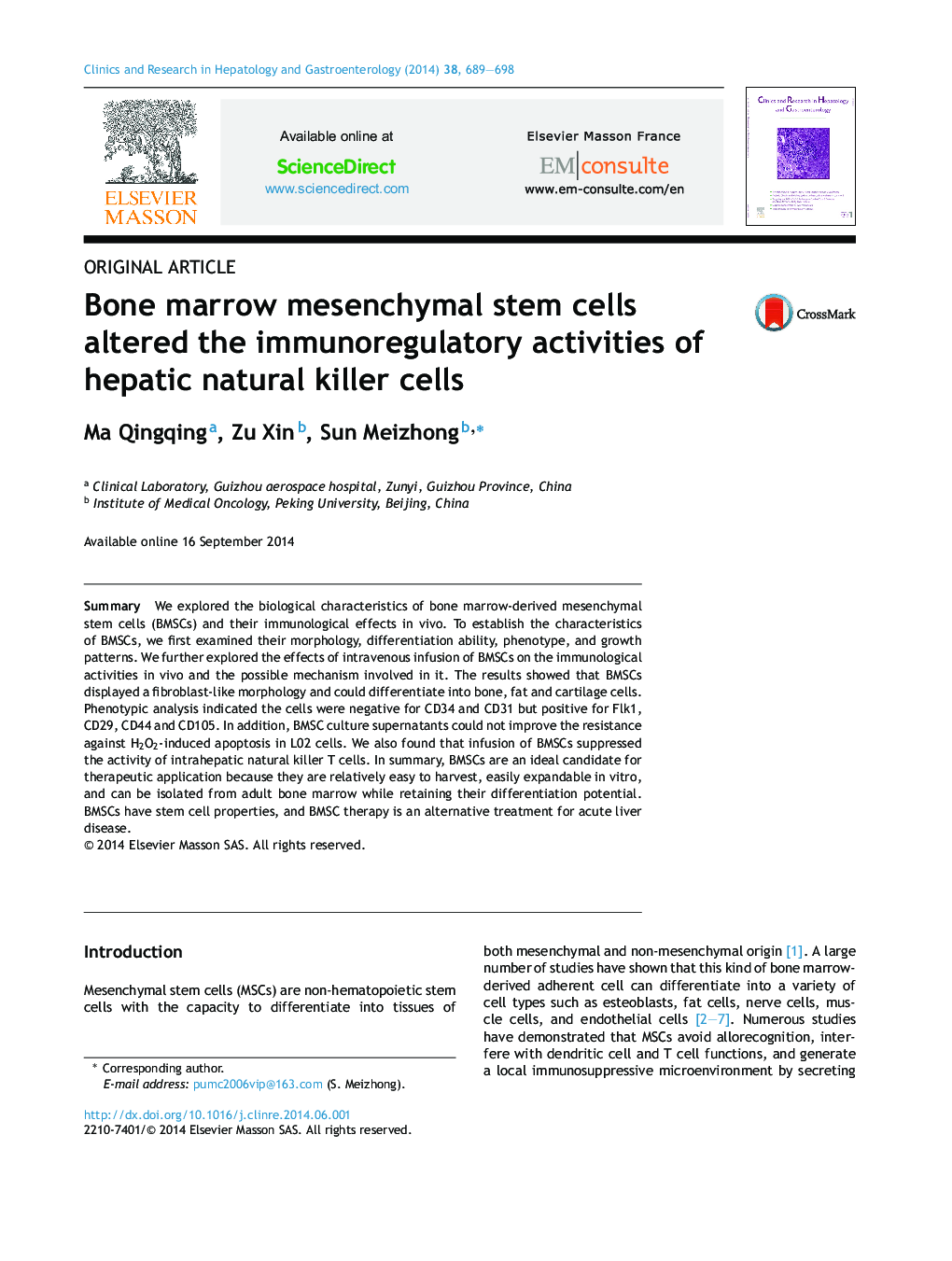 Bone marrow mesenchymal stem cells altered the immunoregulatory activities of hepatic natural killer cells