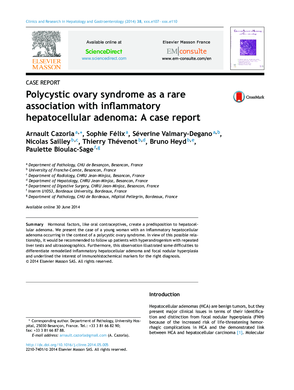 Polycystic ovary syndrome as a rare association with inflammatory hepatocellular adenoma: A case report