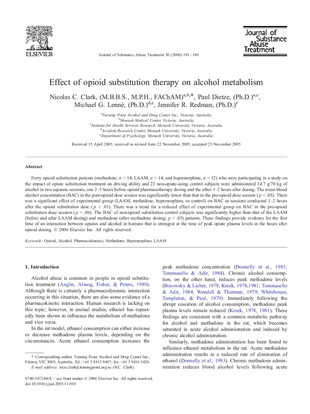 Effect of opioid substitution therapy on alcohol metabolism