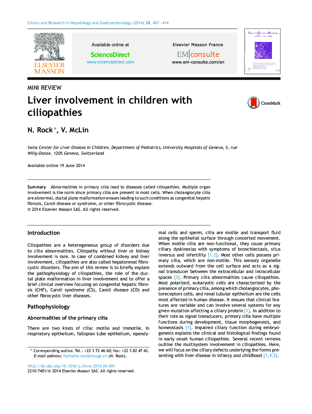 Liver involvement in children with ciliopathies