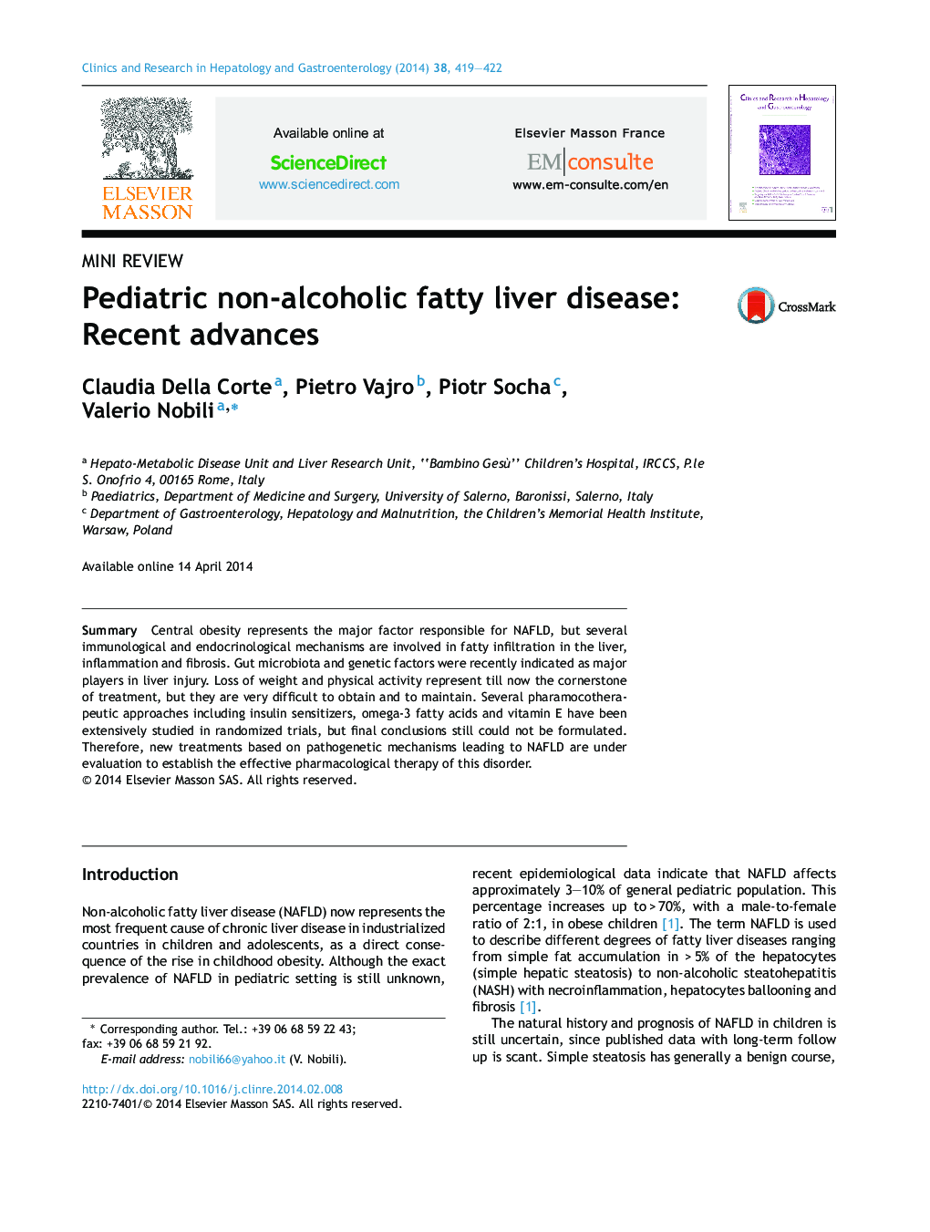 Pediatric non-alcoholic fatty liver disease: Recent advances