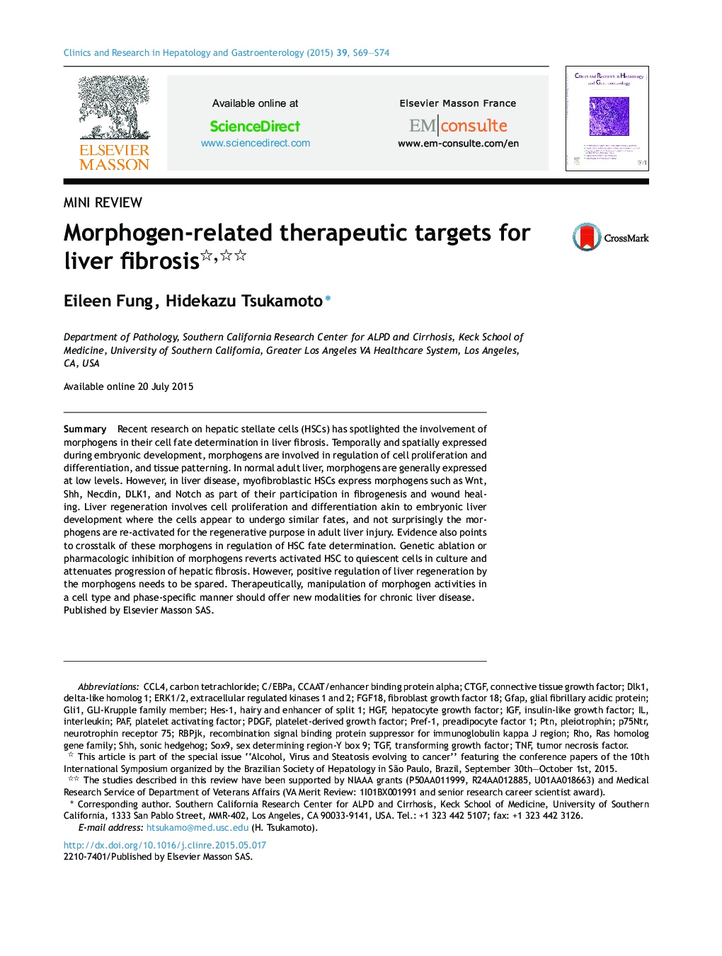 Morphogen-related therapeutic targets for liver fibrosis 
