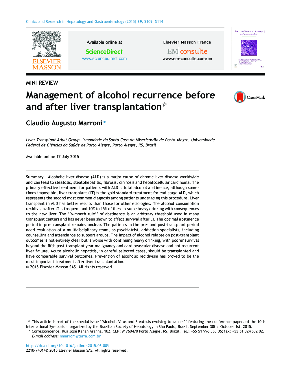 Management of alcohol recurrence before and after liver transplantation 