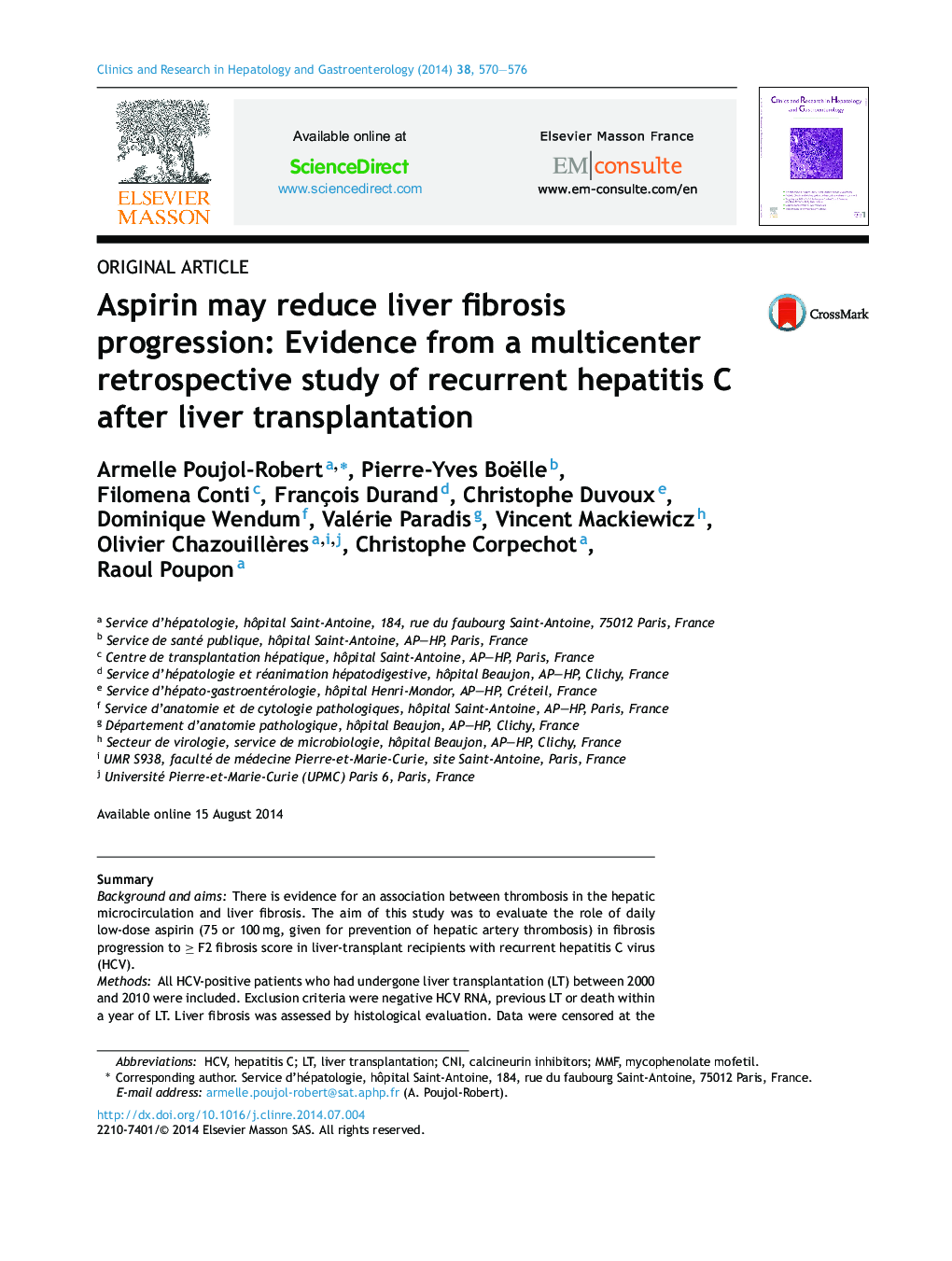 Aspirin may reduce liver fibrosis progression: Evidence from a multicenter retrospective study of recurrent hepatitis C after liver transplantation