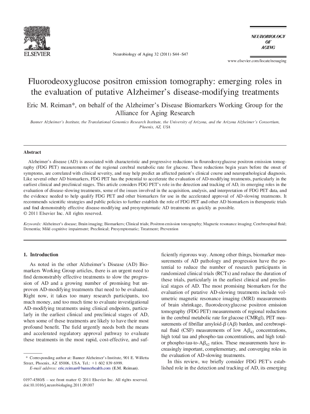 Fluorodeoxyglucose positron emission tomography: emerging roles in the evaluation of putative Alzheimer's disease-modifying treatments