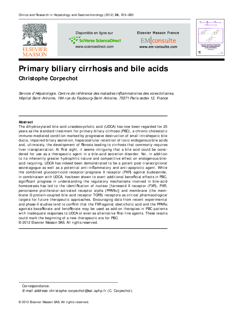 Primary biliary cirrhosis and bile acids