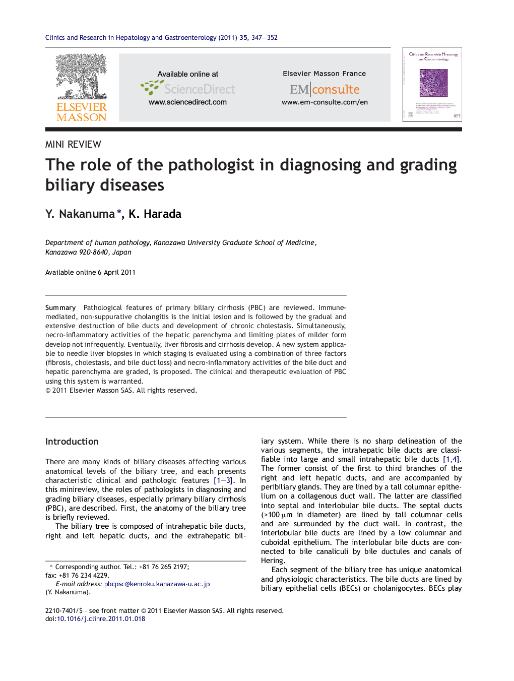 The role of the pathologist in diagnosing and grading biliary diseases