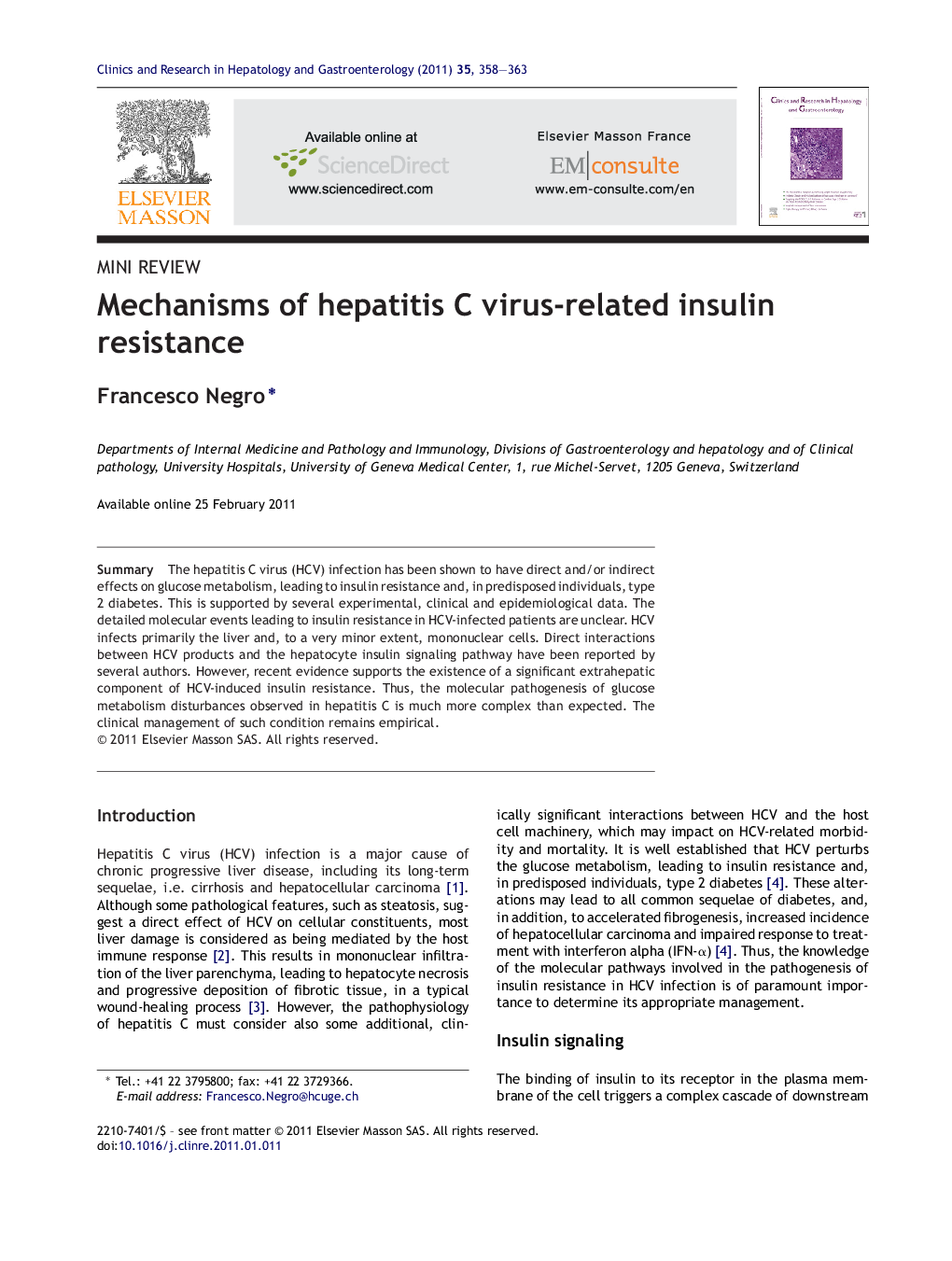 Mechanisms of hepatitis C virus-related insulin resistance