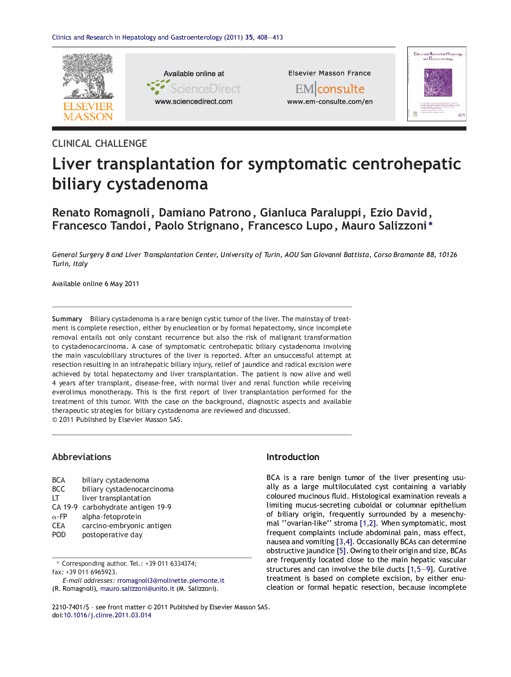 Liver transplantation for symptomatic centrohepatic biliary cystadenoma