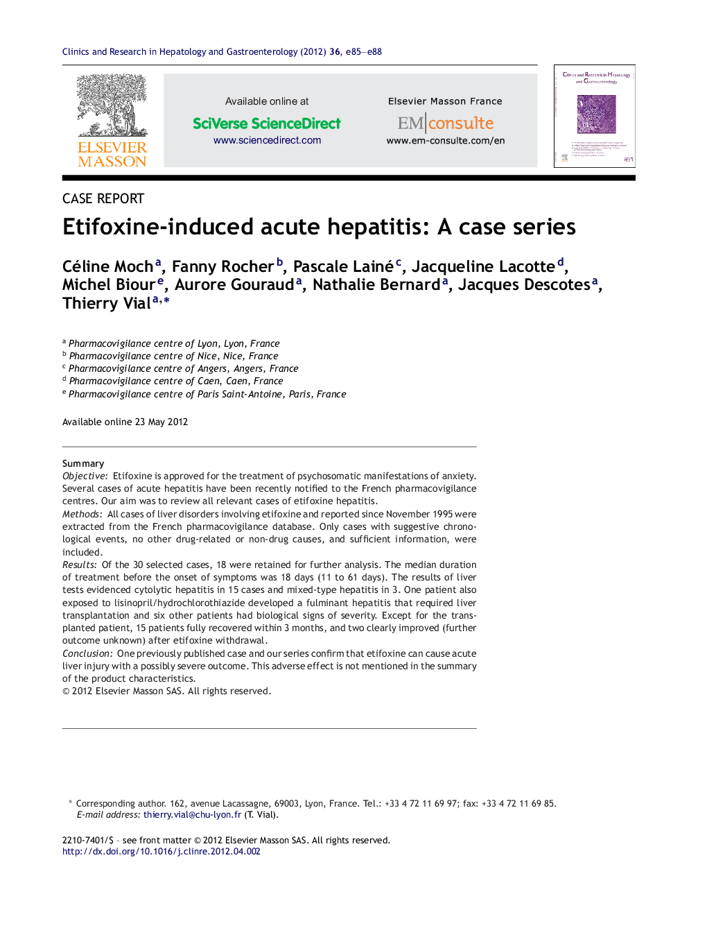 Etifoxine-induced acute hepatitis: A case series