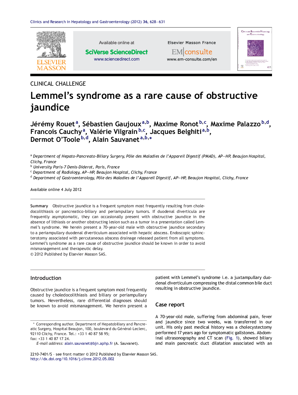 Lemmel's syndrome as a rare cause of obstructive jaundice