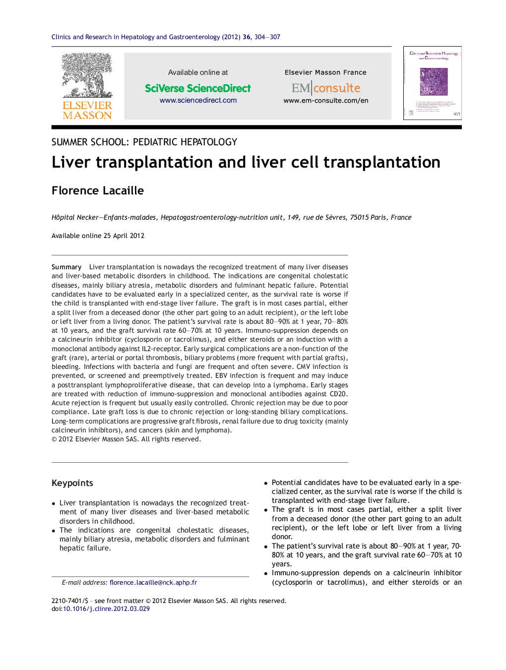 Liver transplantation and liver cell transplantation