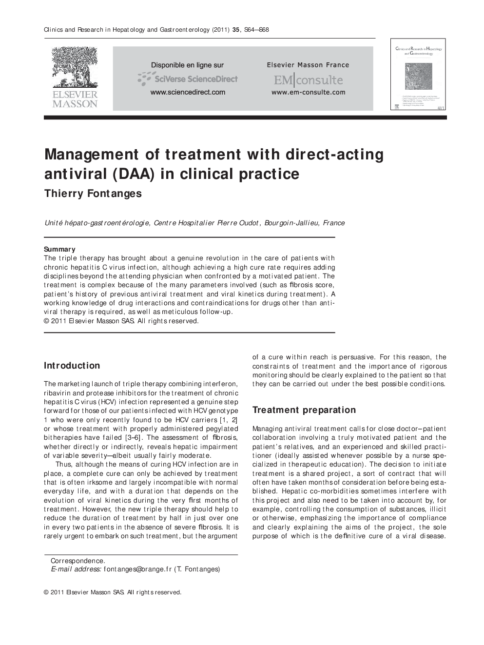 Management of treatment with direct-acting antiviral (DAA) in clinical practice